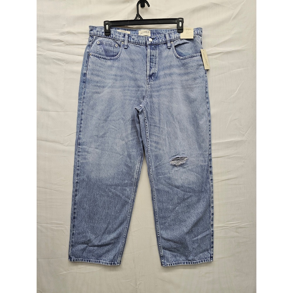 Universal Thread Womens Baggy Mid Rise Jeans Blue Cotton Relaxed‎ Size 16 Short
